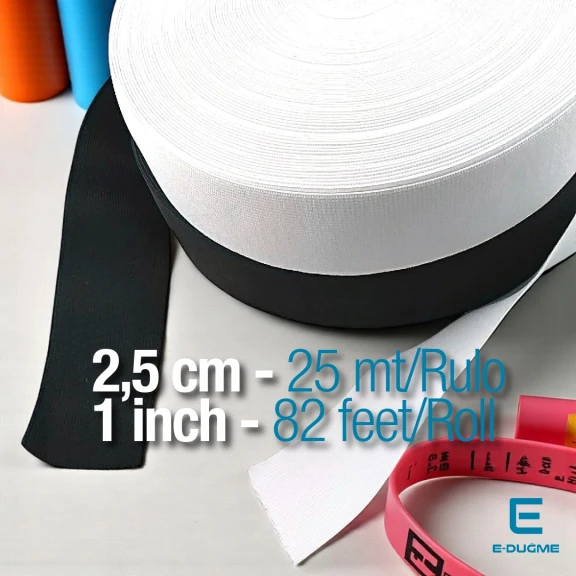 Dokuma Lastik 2,5 cm - 25 mt/Rulo DOKL00025