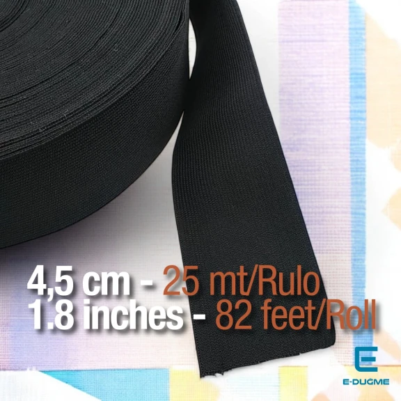 Drawcord Waistband Elastic 4,5 cm  - 1,77"  - 25 mt/Roll – 27 Yds DOKL00045