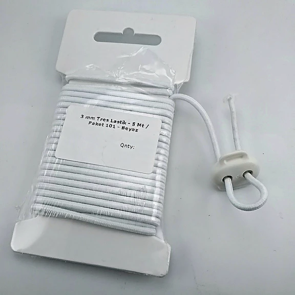 Yuvarlak Lastik Beyaz 3 mm Tres Lastik 5 mt  LYV0005PK101