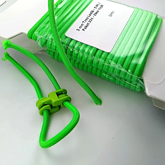 Yuvarlak Lastik Elma Yeşili 3 mm Tres Lastik 5 mt  LYV0005PK334