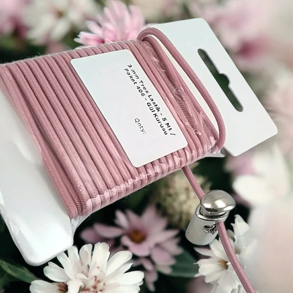 Yuvarlak Lastik Gül kurusu  3 mm Tres Lastik 5 mt  LYV0005PK406