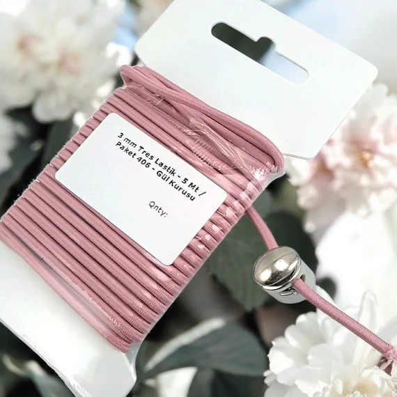 Yuvarlak Lastik Gül kurusu  3 mm Tres Lastik 5 mt  LYV0005PK406