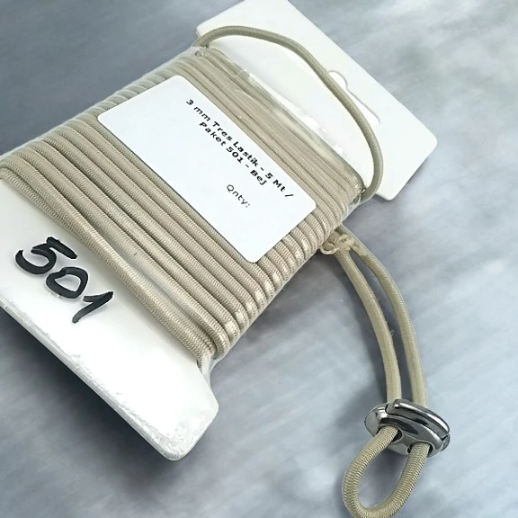 Yuvarlak Bej  3 mm Tres Lastik 5 mt  LYV0005PK501