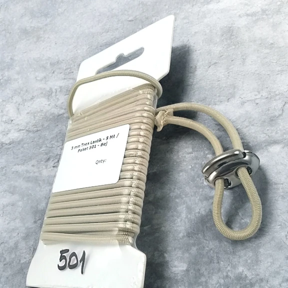 Yuvarlak Bej  3 mm Tres Lastik 5 mt  LYV0005PK501