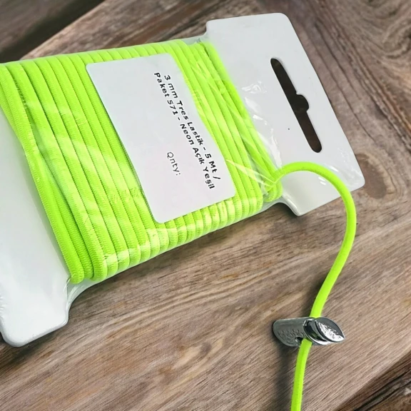 Yuvarlak Lastik Neon Açık Yeşil  3 mm Tres Lastik 5 mt  LYV0005PK571