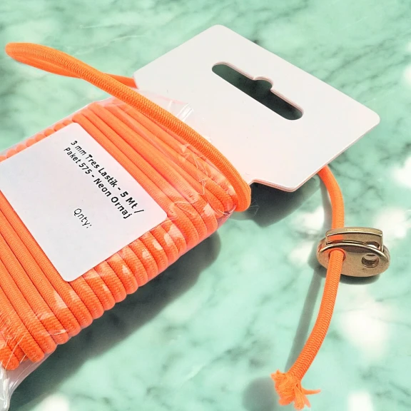 Yuvarlak Lastik Neon Oranj  3 mm Tres Lastik 5 mt  LYV0005PK575