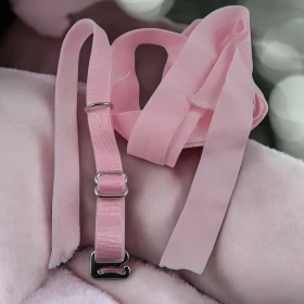 Sütyen Lastiği ve Sütyen Tokaları 3 Lü Set - Pembe 1 cm Lastik 100 mt/Rulo SUT0010Pink