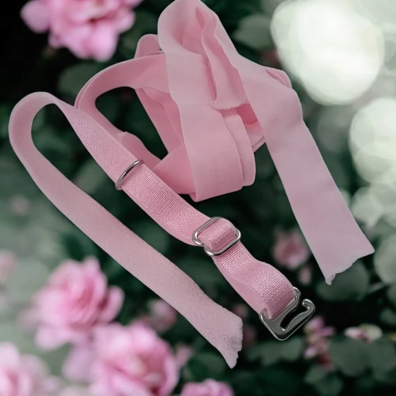 Sütyen Lastiği ve Sütyen Tokaları 3 Lü Set - Pembe 1 cm Lastik 100 mt/Rulo SUT0010Pink