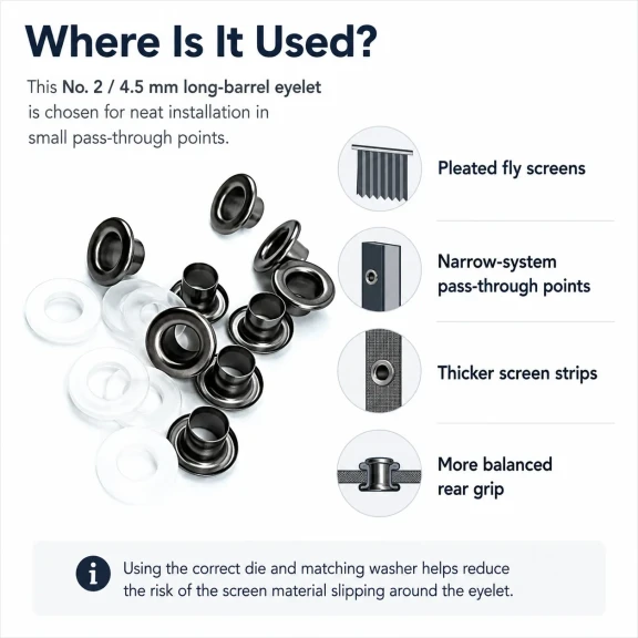 Plise Sineklik Kuşgözü 2 No 4,5 mm Uzun Borulu Metal veya Plastik Pul Seçenekli 250 Adet/Paket