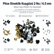 Plise Sineklik Kuşgözü 2 No / 4,5 mm Metal veya Plastik Pul Seçenekli 250 Ad/Paket KSAC0002Sin
