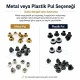 Plise Sineklik Kuşgözü 2 No 4,5 mm Metal veya Plastik Pul Seçenekli, Ayakkabı ve Çanta Aksesuarları için Uygun