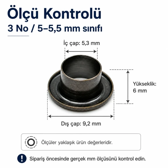 Pleated Fly Screen Eyelet 5.3 mm Inner Diameter Steel with Washer for Footwear and Bags