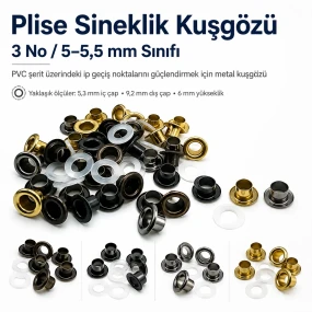 Plise Sineklik Kuşgözü 3 No 5,3 mm İç Çap Metal Pullu KSAC0003Sin