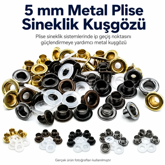 5 mm Metal Plise Sineklik Kuşgözü - Plise sineklik ve perde sistemlerinde kullanılan metal kuşgözü kapsülü
