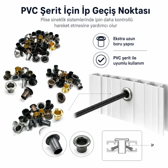 3 No Ekstra Uzun Metal Plise Sineklik Kuşgözü, 5-5,5 mm, kumaş, deri ve tekstil aksesuarları için ideal