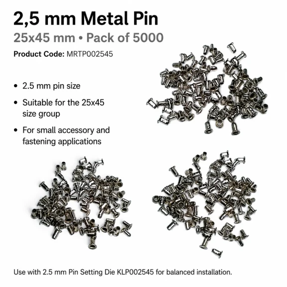 2.5 mm Steel Pin, 25x45 mm, 5000 Pieces Bulk Pack, High-grade Metal for Industrial Use