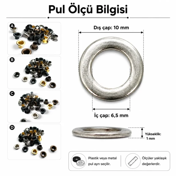 3 No Ekstra Uzun Bombeli Saç Kuşgözü 5 mm İç Çap - Tekstil ve Aksesuar Üretimi için Dayanıklı Bağlantı Elemanı