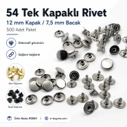 54 Tek Kapaklı Rivet 12 mm / 7,5 mm Bacak Saç Malzeme Perçin – 500 Adet R0004
