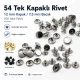 54 Tek Kapaklı Rivet 12 mm / 7,5 mm Bacak Saç Malzeme Perçin - 500 Adet R0004, metal perçin seti, dayanıklı ve yüksek