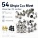 54 Tek Kapaklı Rivet 12 mm / 7,5 mm Bacak Saç Malzeme Perçin - 500 Adet R0004, metal perçin seti, dayanıklı ve yüksek