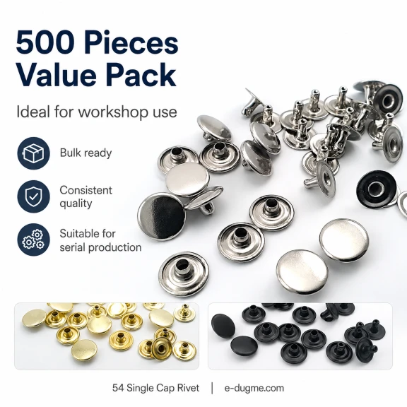 54 Tek Kapaklı Rivet 12 mm / 7,5 mm Bacak Saç Malzeme Perçin - 500 Adet R0004, metal perçin seti, dayanıklı ve yüksek