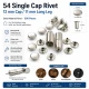 54 Tek Kapaklı Rivet 12 mm / 7,5 mm Bacak Saç Malzeme Perçin - 500 Adet, çanta, deri, kemer ve tekstil aksesuarları için