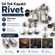 54 Tek Kapaklı Rivet 12 mm / 7,5 mm Bacak Saç Malzeme Perçin - 500 Adet, çanta, deri, kemer ve tekstil aksesuarları için