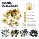 54 Rivet 12 mm Kapak / 7 mm Bacak Pirinç Perçin - 500 Adet R00054PR, çanta, kemer ve tekstil aksesuarları için dekoratif ve