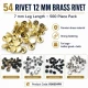 54 Rivet 12 mm Kapak / 7 mm Bacak Pirinç Perçin - 500 Adet R00054PR, çanta, kemer ve tekstil aksesuarları için dekoratif ve