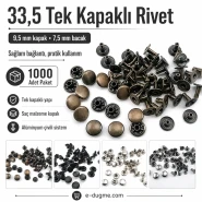 33,5 Tek Kapaklı Rivet 9,5 mm / 7,5 mm Bacak Saç Malzeme Perçin – 1000 Adet R000595