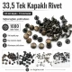 33.5 Single Cap Rivet 9.5 mm (0.37") / 7.5 mm (0.29") Post Steel Rivet – 1000 Pieces R000595
