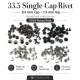 33.5 Single Cap Rivet 9.5 mm (0.37") / 7.5 mm (0.29") Post Steel Rivet – 1000 Pieces R000595