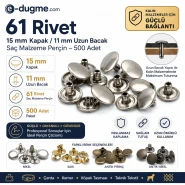 61 Rivet 15 mm Kapak / 11 mm Uzun Bacak Saç Malzeme Perçin – 500 Adet R00061-11