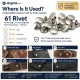 61 Rivet 15 mm Kapak - 11 mm Uzun Bacak Saç Malzeme Perçin - 500 Adet R00061-11