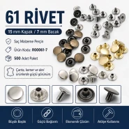 61 Rivet 15 mm Kapak / 7 mm Bacak Saç Malzeme Perçin – 500 Adet R00061-7