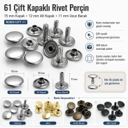 61 Çift Kapaklı Rivet 15 mm Kapak / 12 mm Alt Kapak / 11 mm Uzun Bacak Saç Malzeme Perçin – 500 Takım R00061CFT-11