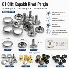 61 Double Cap Rivet 15 mm (0.59