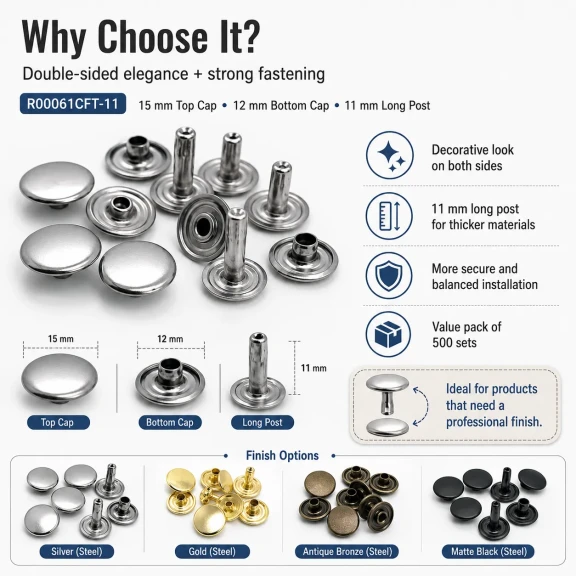 61 Çift Kapaklı Rivet 15 mm Kapak 12 mm Alt Kapak 7 mm Bacak Saç Malzeme Perçin - 500 Takım R00061CFT-7