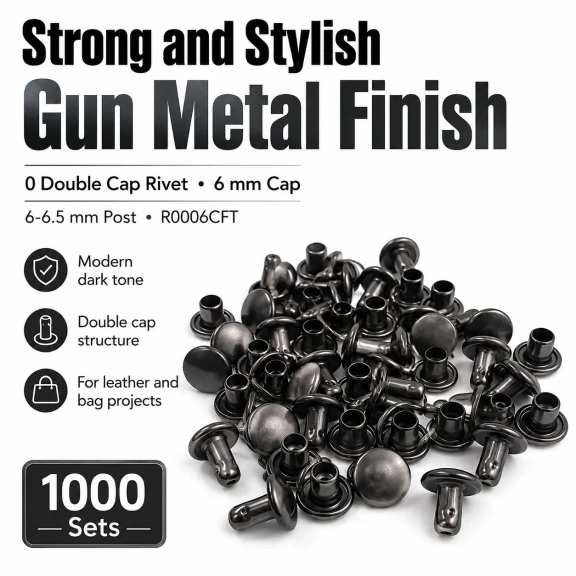 0 Çift Kapaklı Rivet 6 mm Kapak / 6-6,5 mm Bacak Saç Malzeme Perçin – 1000 Takım R0006CFT