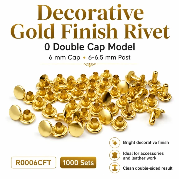 0 Çift Kapaklı Rivet 6 mm Kapak / 6-6,5 mm Bacak Saç Malzeme Perçin – 1000 Takım R0006CFT