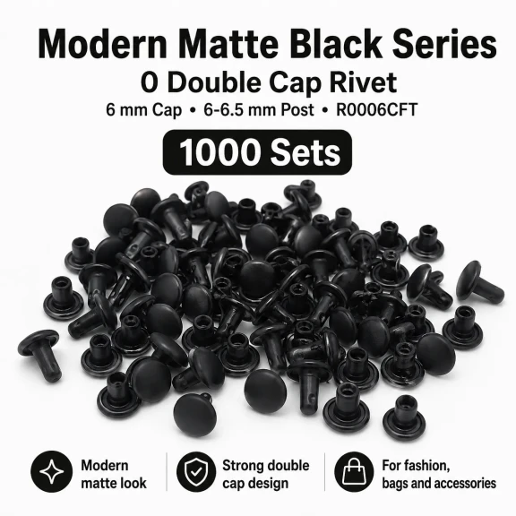 0 Çift Kapaklı Rivet 6 mm Kapak / 6-6,5 mm Bacak Saç Malzeme Perçin – 1000 Takım R0006CFT