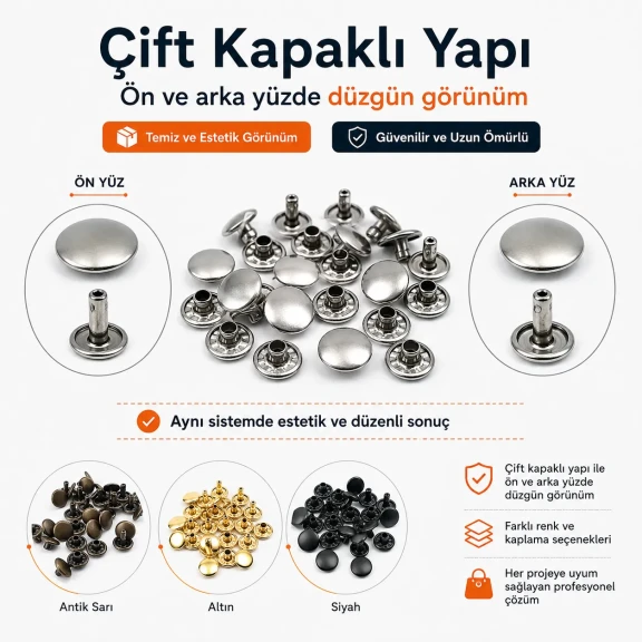 33,5 Perçin 9 mm Çift Kapaklı Rivet Saç Malzeme (1000 Ad/Paket) R00335CFT