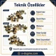 33,5 mm Pirinç Kapaklı Perçin - 9 mm Kapak Çapı ve 7,5 mm Bacak Boyu ile Çanta, Deri, Kemer ve Tekstil Aksesuarları için