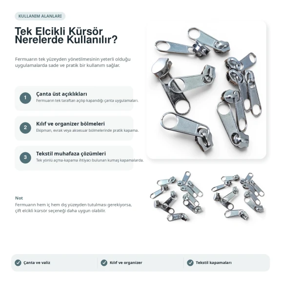 Tip 10 Tek Elcikli Naylon Fermuar Kürsörü, Çadır, Branda ve Bavul İçin EKRSTT10