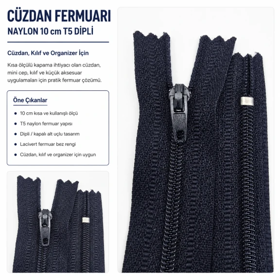 10 cm / 3.94 in Closed End Nylon Pocket Zipper for Wallets and Pouches