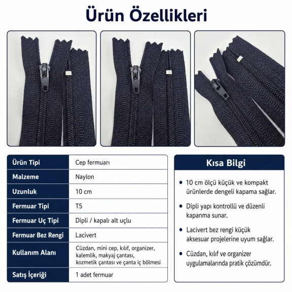10 cm / 3.94 in Closed End Nylon Pocket Zipper for Wallets and Pouches