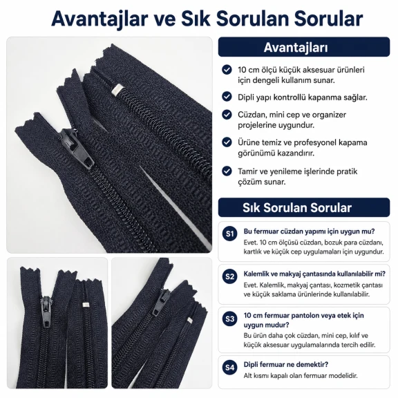 10 cm / 3.94 in Closed End Nylon Pocket Zipper for Wallets and Pouches