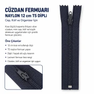 Wallet Zipper Nylon 12 cm / 4.72 in N3 for Pockets, Pouches and Organizers Closed End ENC0012T5