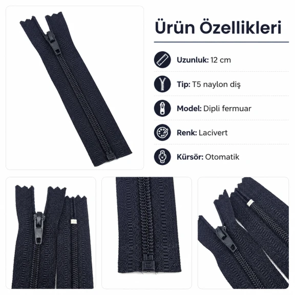 Naylon Cüzdan Fermuarı 10 cm T5 Dipli