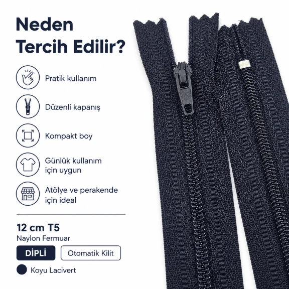 Naylon Cüzdan Fermuarı 10 cm T5 Dipli